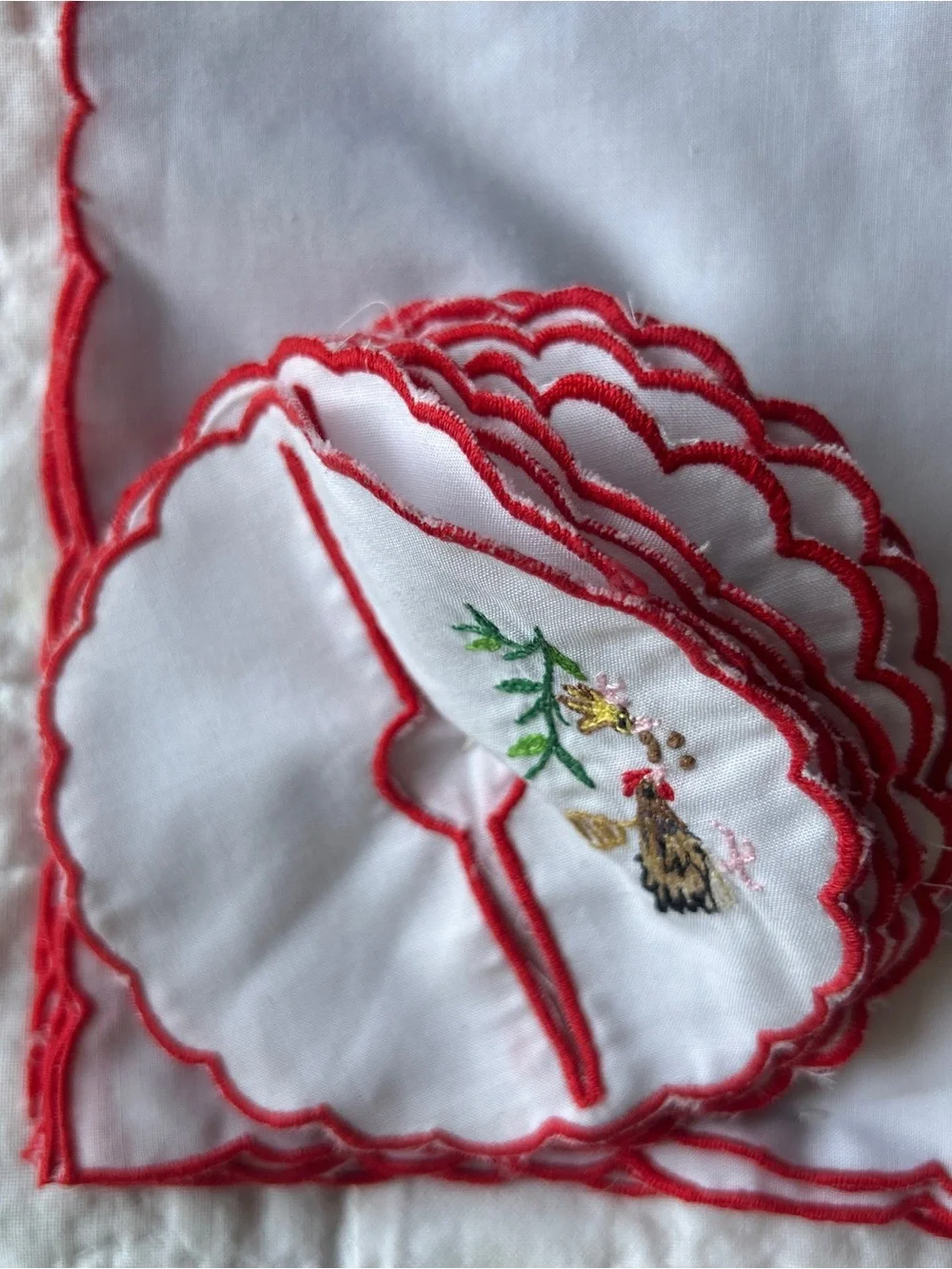 Rare vintage embroidered napkin and drink coaster 24 piece set